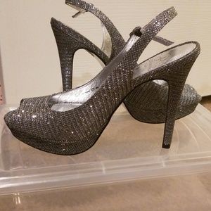 Sparkling silver heels